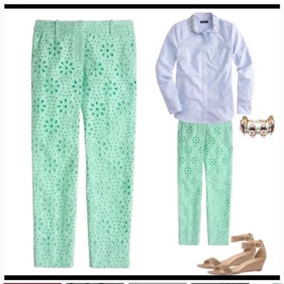 J Crew Eyelet Cafe Capri Pants - Picture 2 of 8